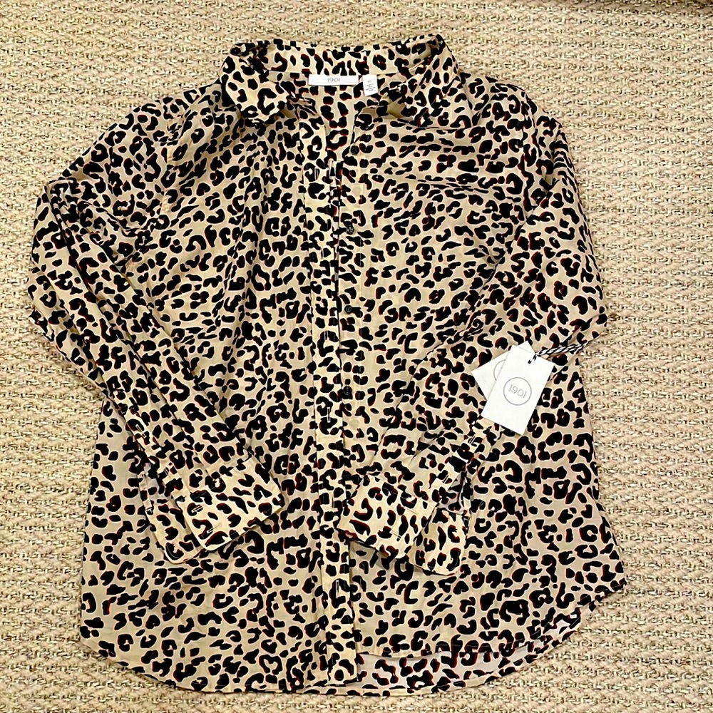 Leopard print button-down shirt